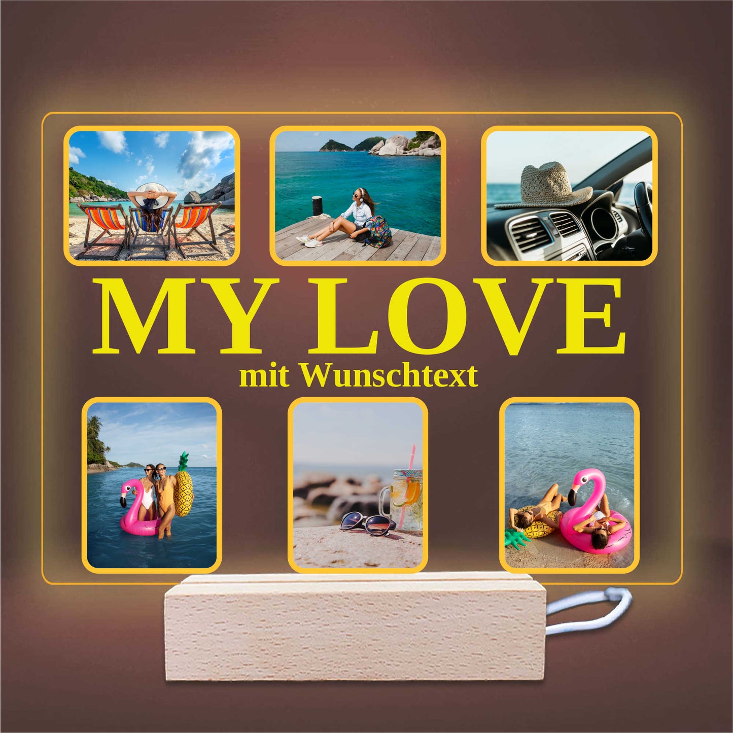 INDIGOS UG - OMA - Lampe personalisiert - mit Foto und Widmung - personalisiertes Geschenke - Acrylglas 18x14 cm - optionale Lampe warmweiss