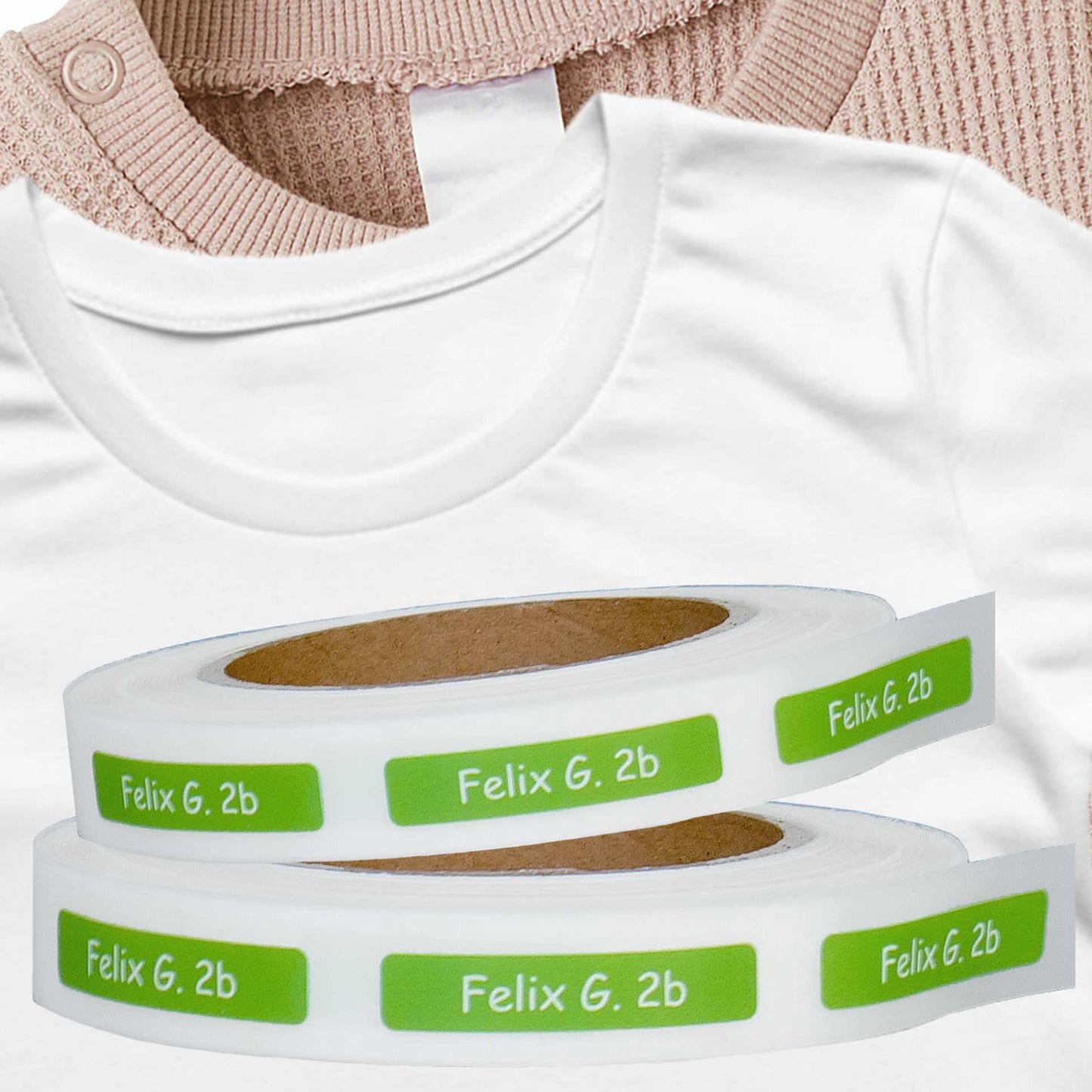 Bügeletiketten personalisiert auf Rolle - Namensetiketten zum aufbügeln mit Bügeleisen