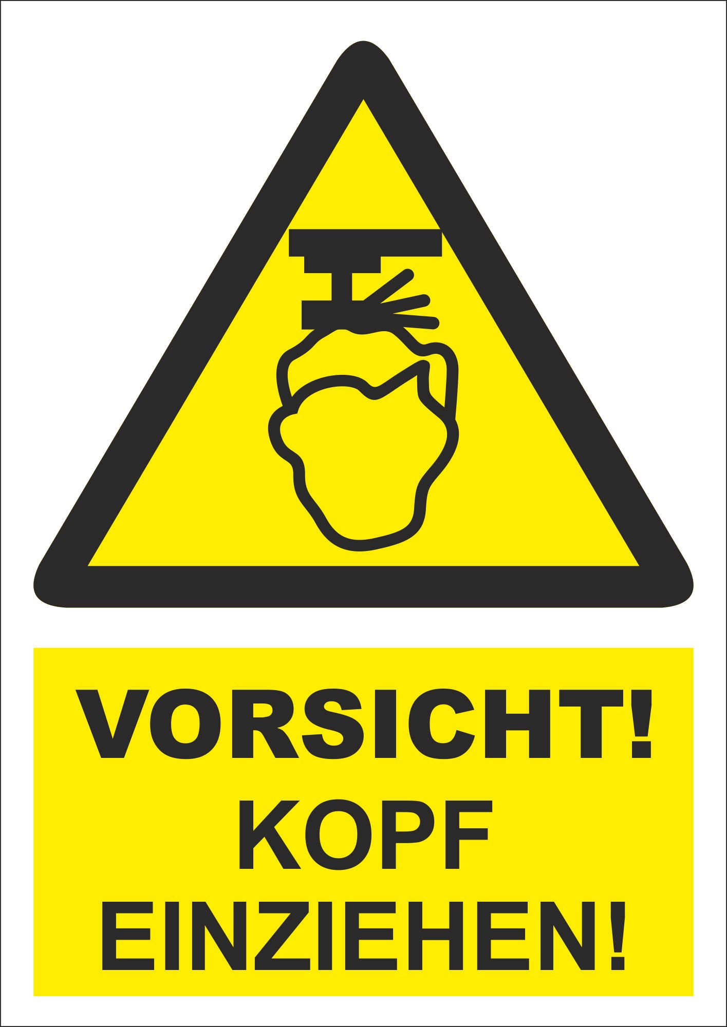 INDIGOS UG - Aufkleber - Sicherheit - Warnung - Kopf einziehen! - 148 mm x 210 mm