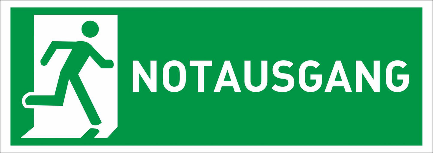 INDIGOS UG - Aufkleber - Sicherheit - Warnung - Notausgang - 297 mm x 105 mm