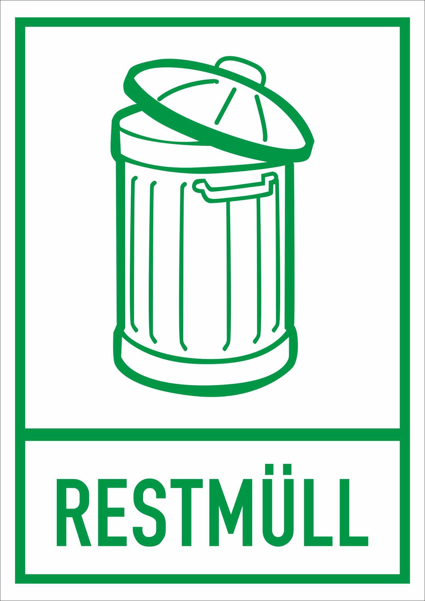 INDIGOS UG - Aufkleber - Sicherheit - Warnung - Restmüll - 105 mm x 148 mm