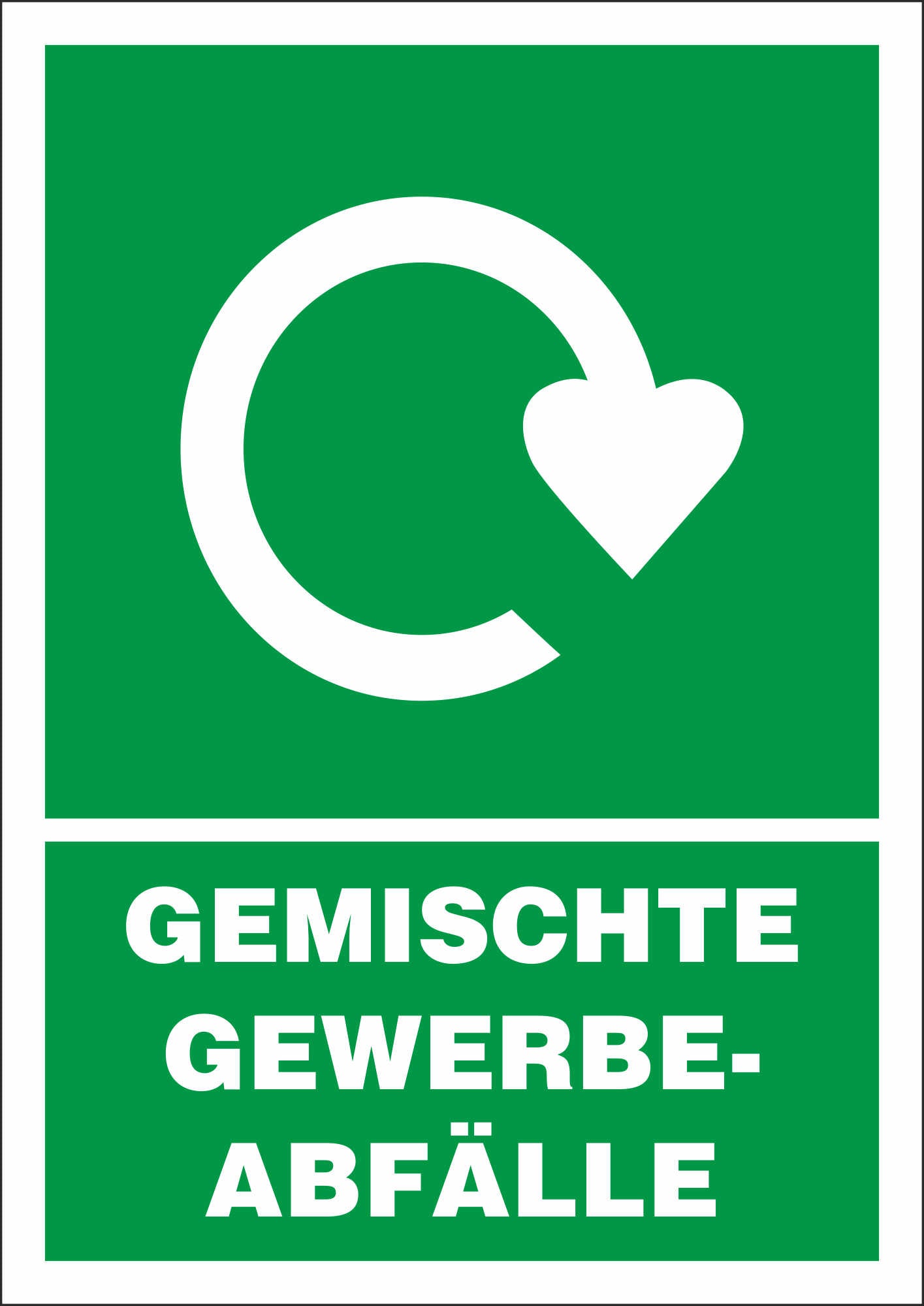 Aufkleber - Schild - Warnung - Gemischte Gewerbeabfälle - 105 mm x 148 mm