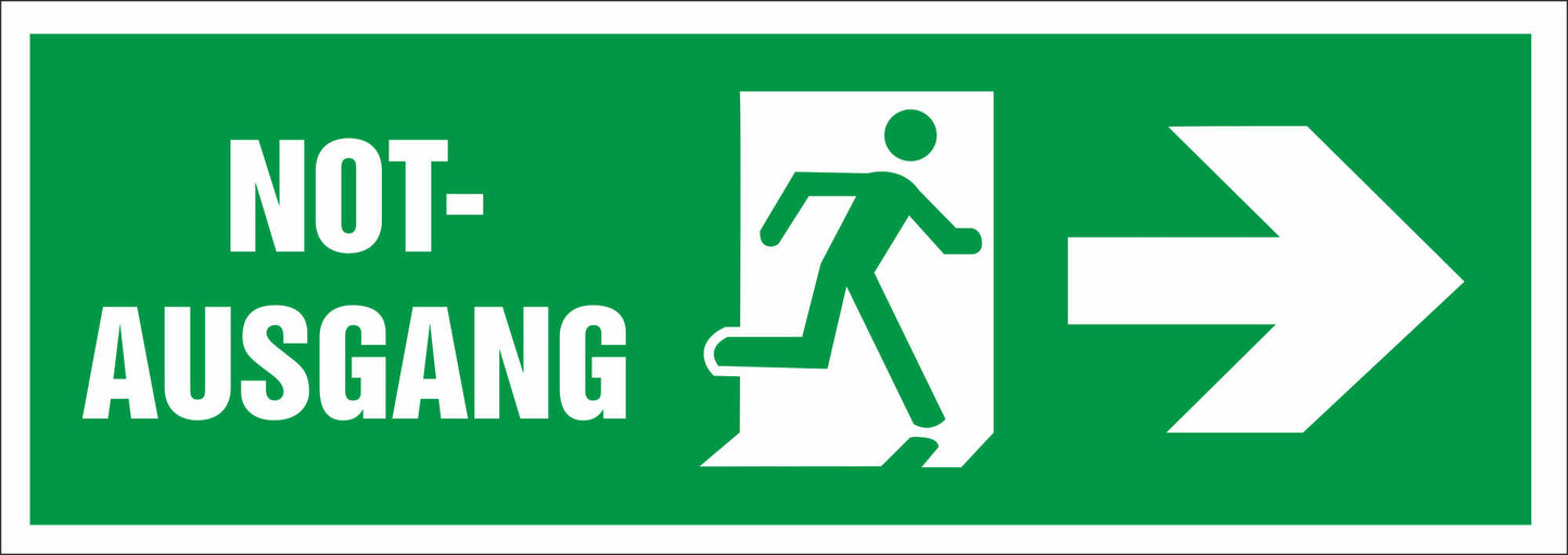 Aufkleber - Schild - Warnung - Notausgang - 297 mm x 105 mm