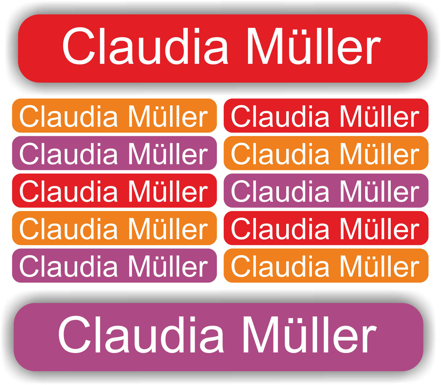 Namensaufkleber - selbstklebend - personalisierbar - 54 Stück in einem Set - 60 x 10 mm