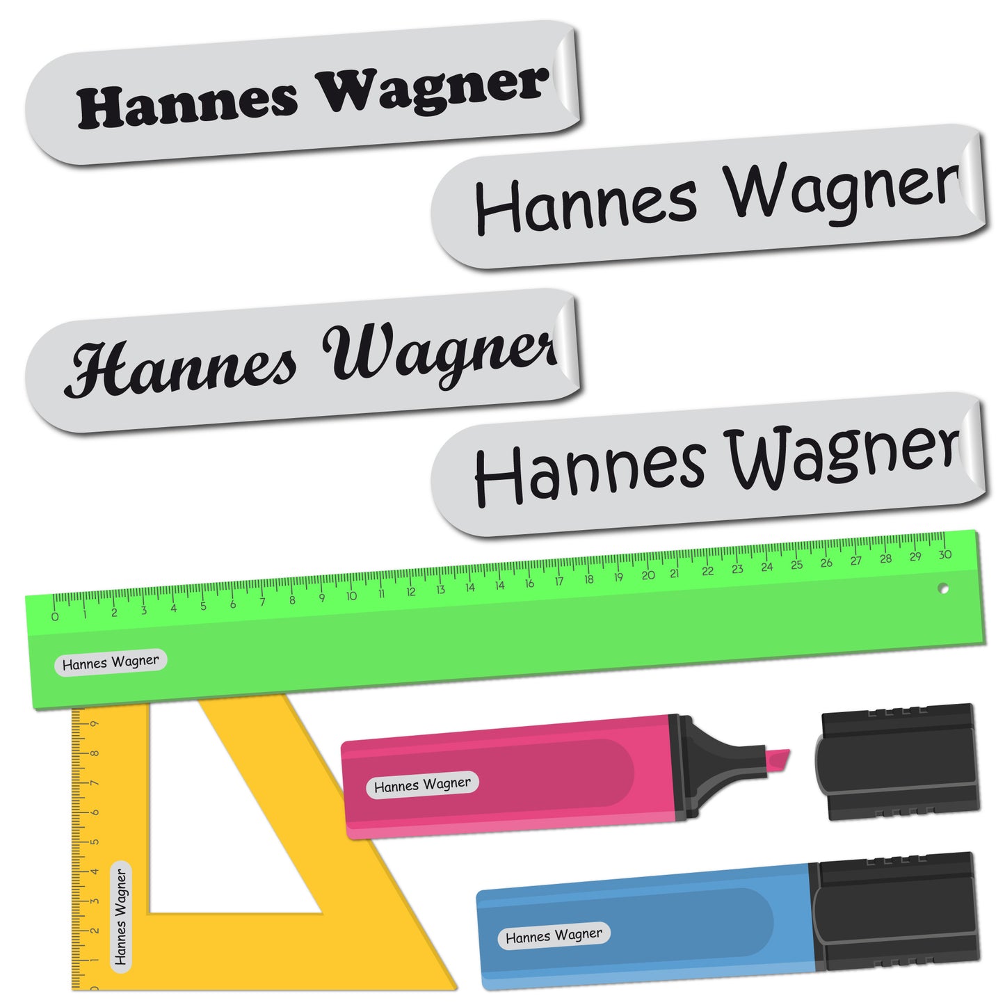 Namensaufkleber Kinder 0219 - 36x7 mm - 300 Stück