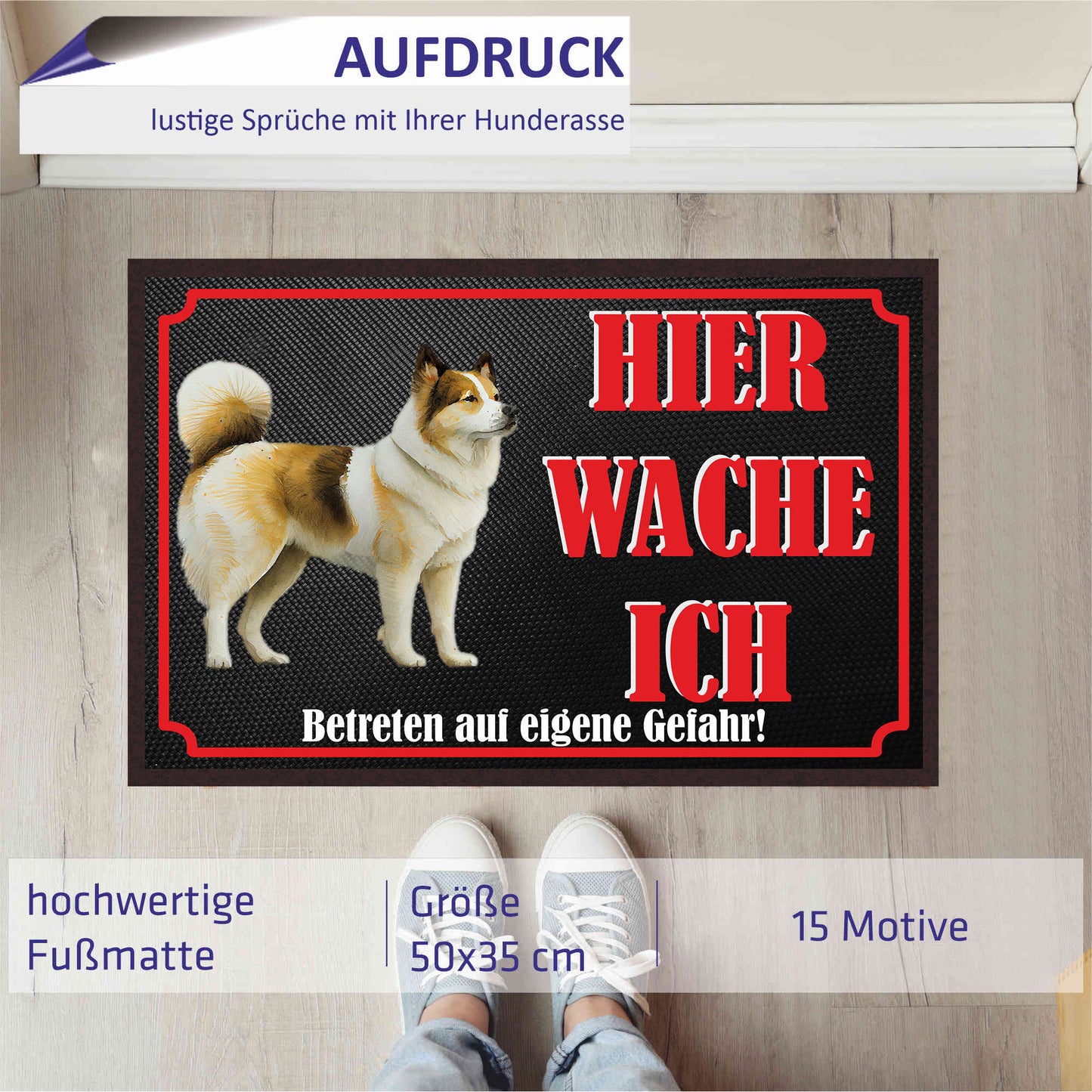 Fussmatte Hund - Akita Inu - 50x35 cm mit lustigem Spruch
