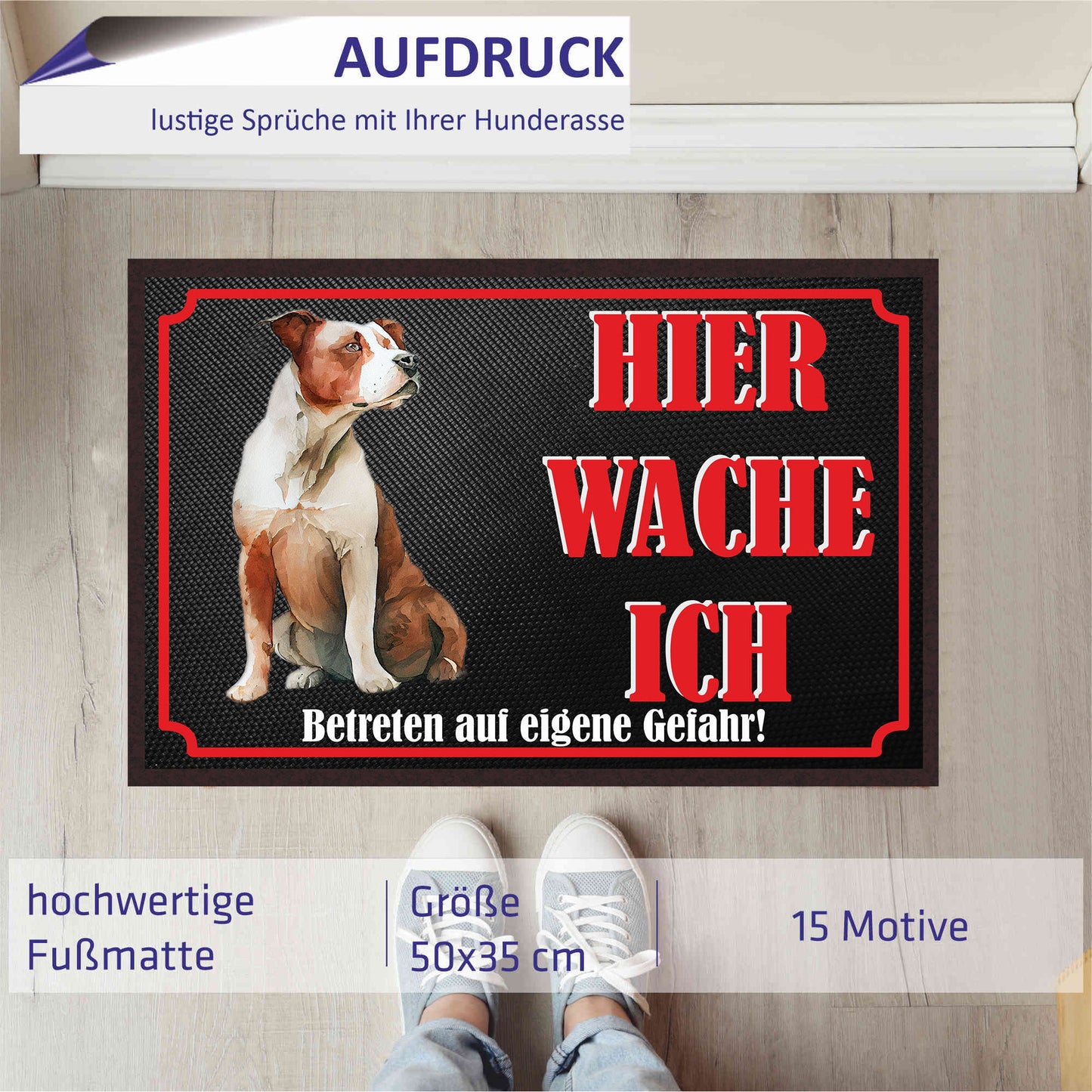 Fussmatte Hund - American Stafford - 50x35 cm mit lustigem Spruch