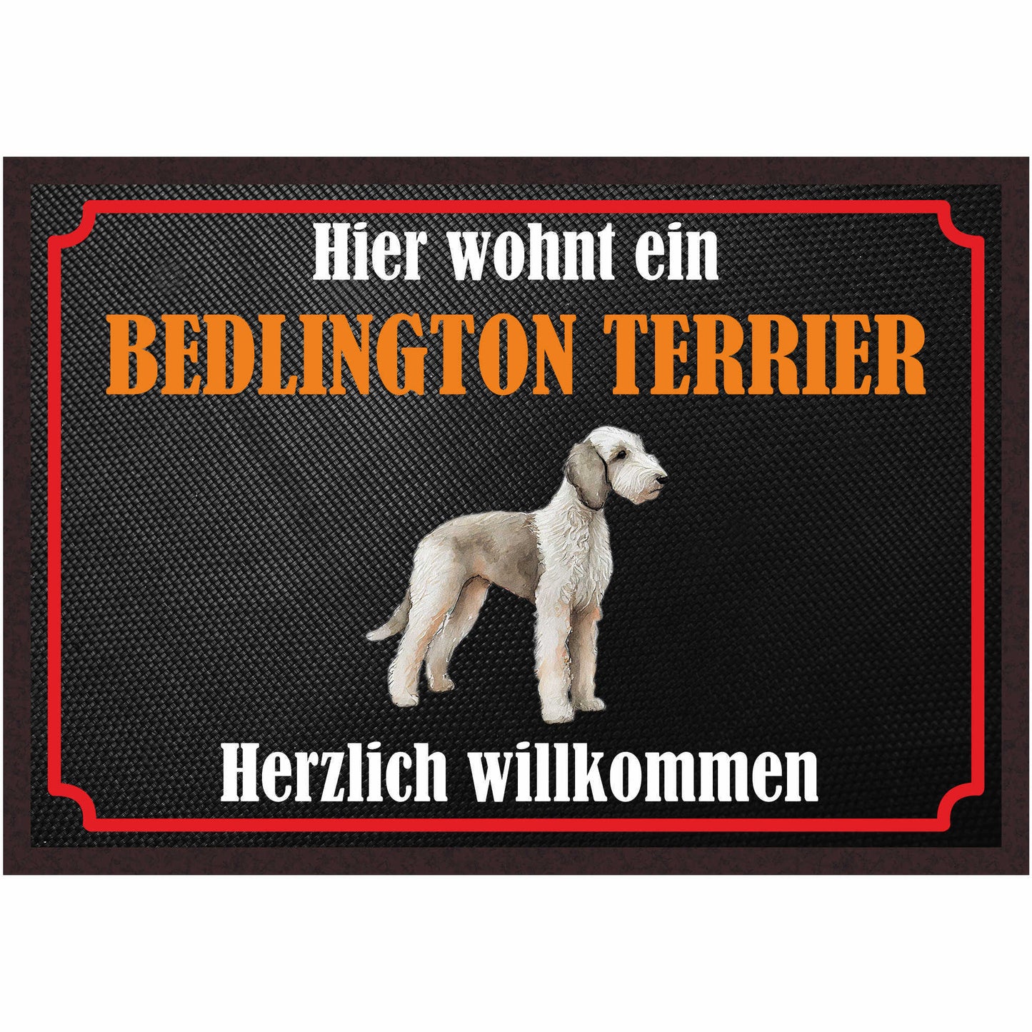 Fussmatte Hund - Bedlington Terrier - 50x35 cm mit lustigem Spruch