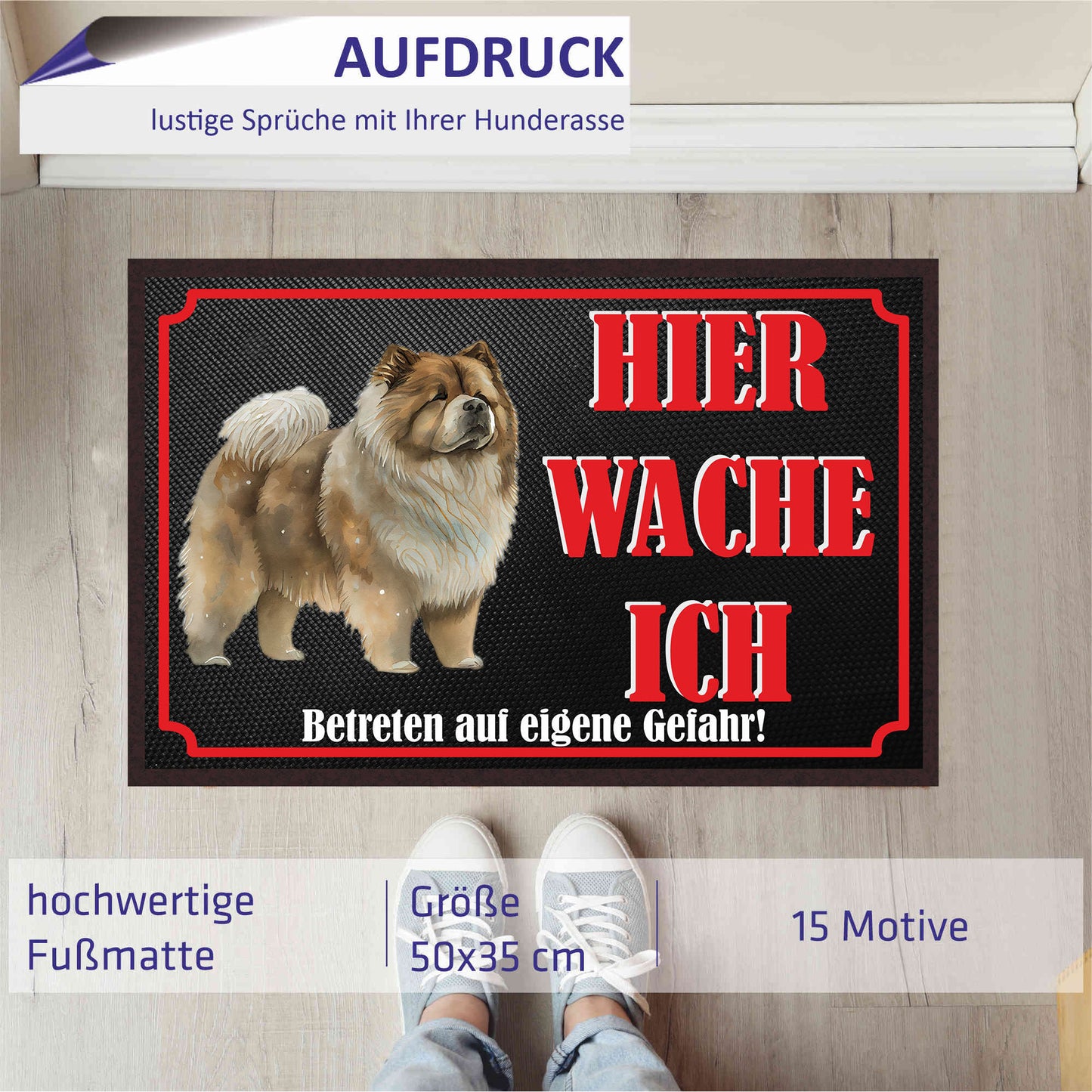 Fussmatte Hund - Chow-Chow - 50x35 cm mit lustigem Spruch