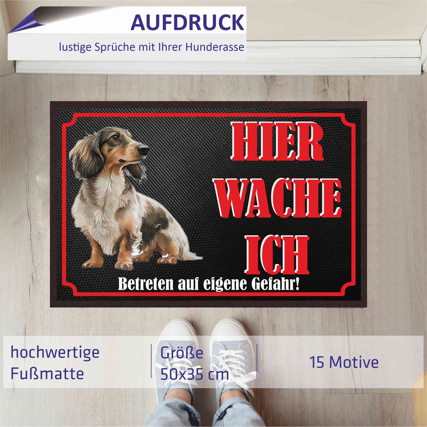 Fussmatte Hund - Dackel - 50x35 cm mit lustigem Spruch