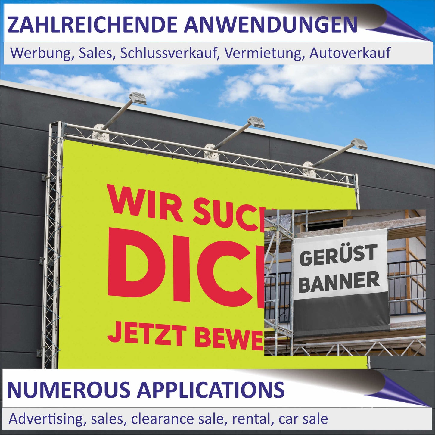 Werbeplane - Gerüstplane - p152 - rot - Biergarten geöffnet - NEU - Plane für Baustelle- Garten- Zaun oder Veranstaltung