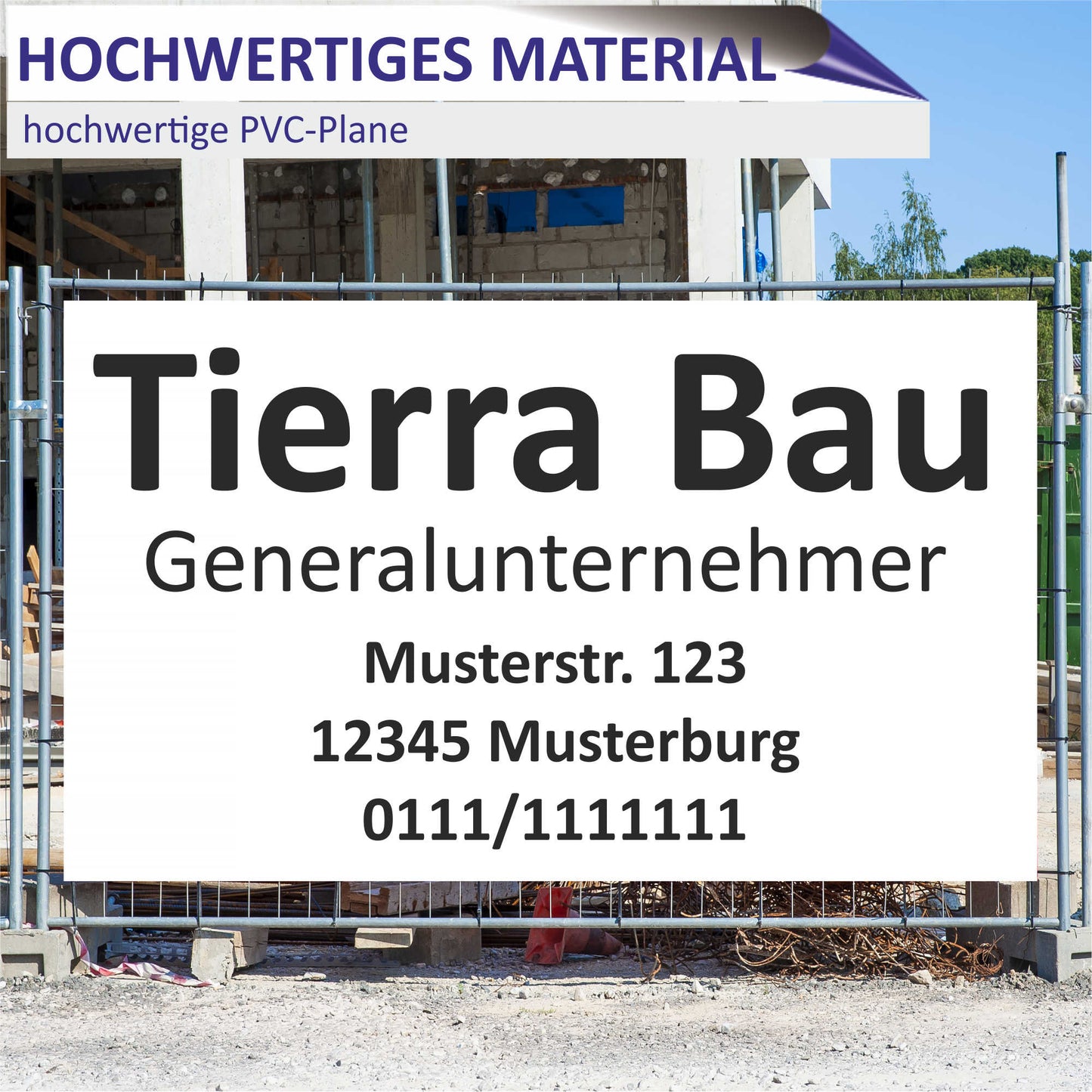 Werbeplane - Gerüstplane - p148 - Burger - NEU - Plane für Baustelle- Garten- Zaun oder Veranstaltung