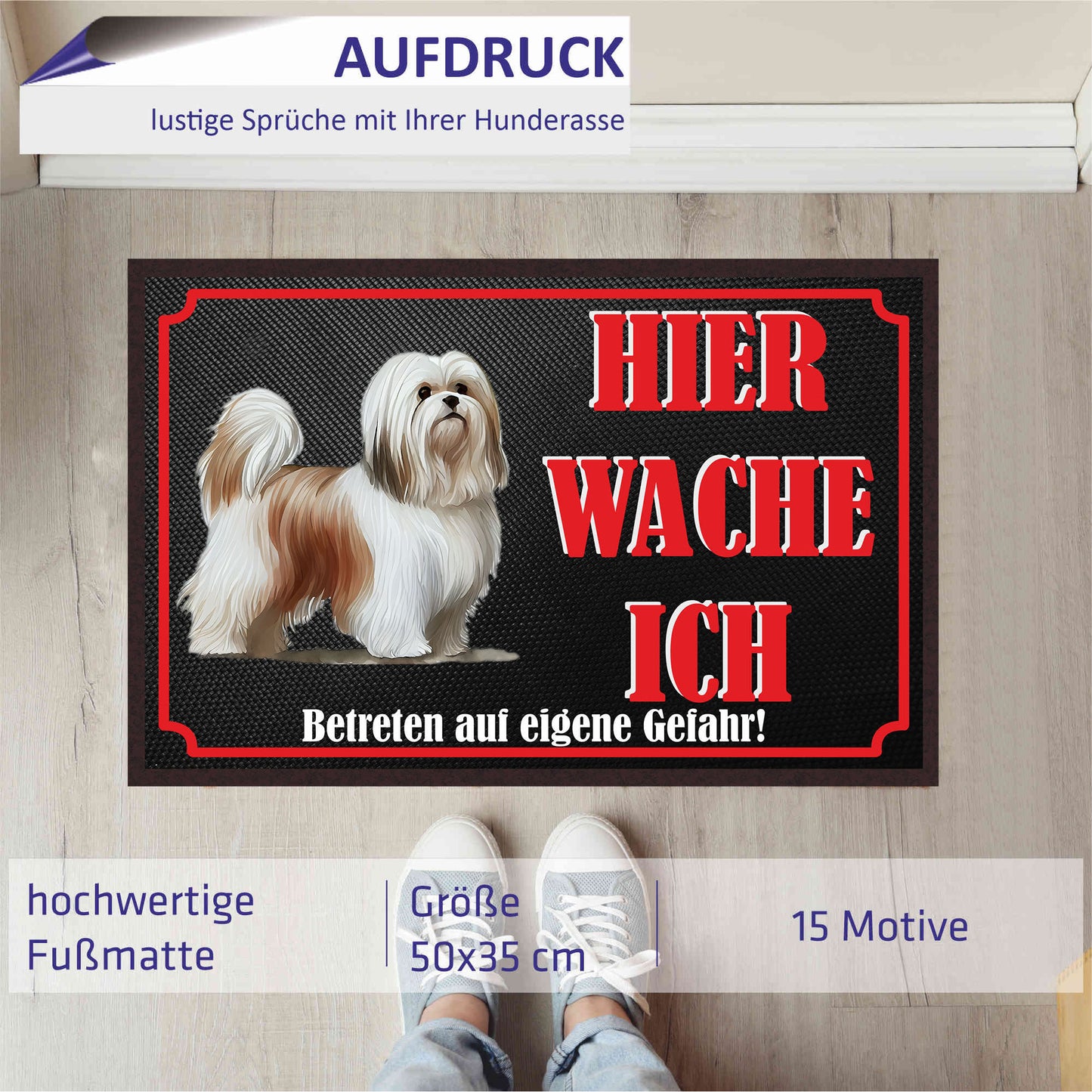Fussmatte Hund - Malteser - 50x35 cm mit lustigem Spruch