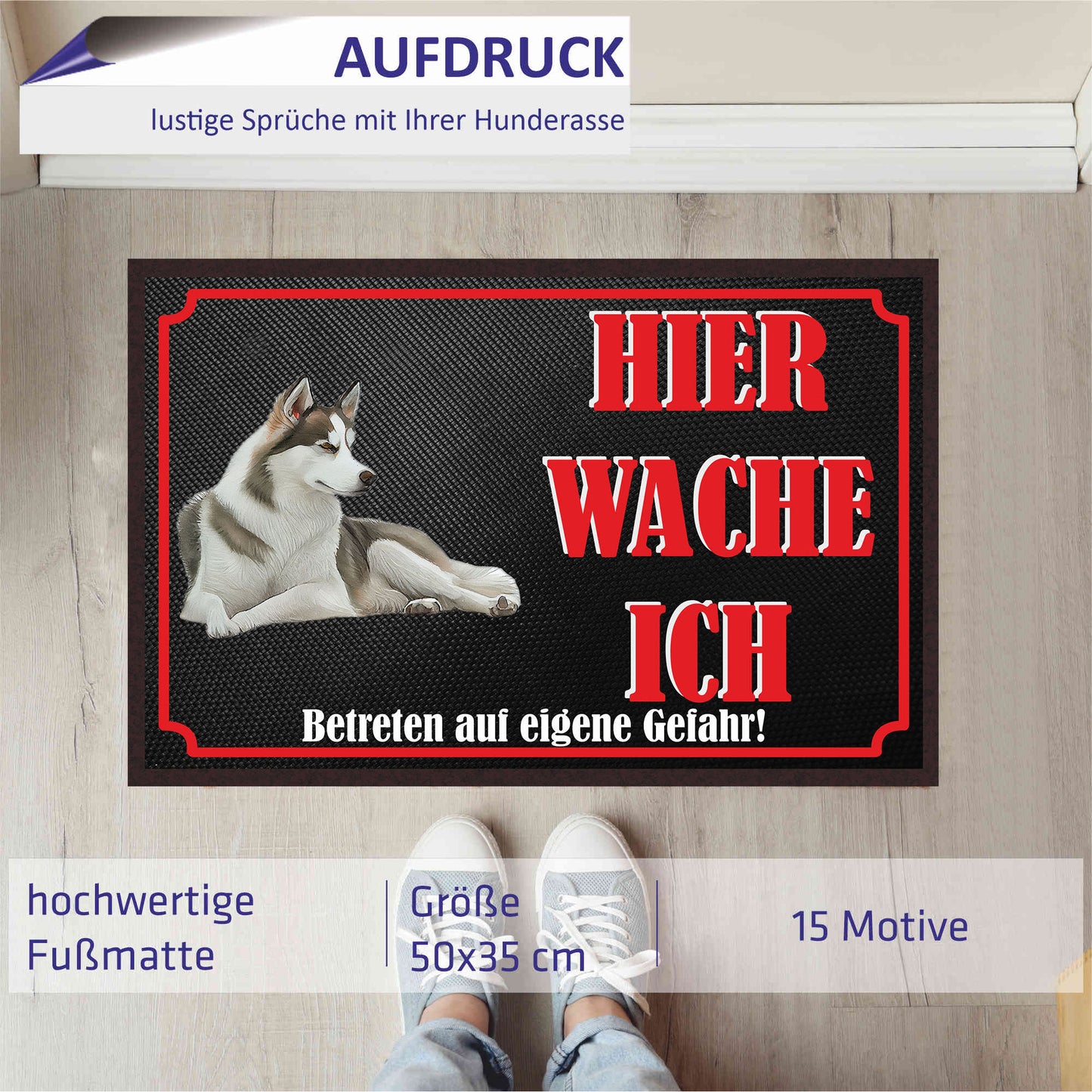 Fussmatte Hund - Sibirischer Husky - 50x35 cm mit lustigem Spruch
