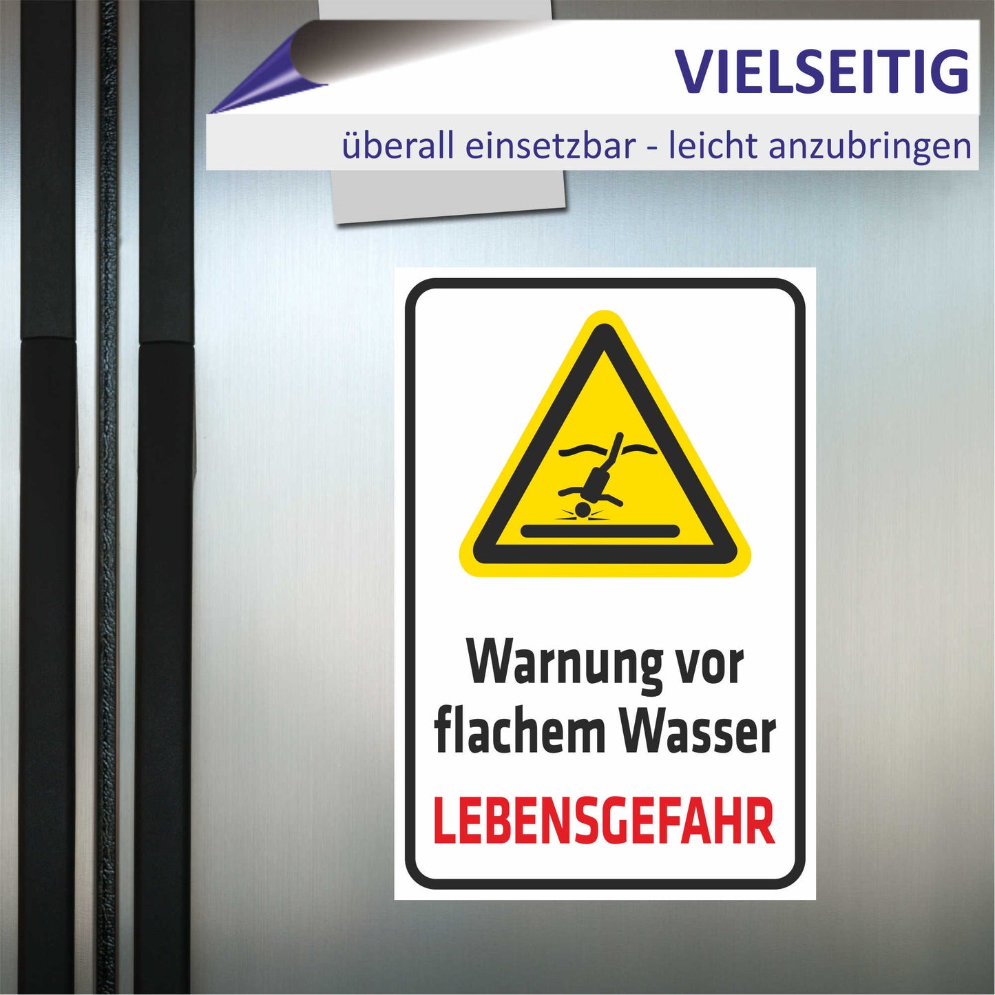 Schild - Verbotsschild -Warnung vor flachem Wasser - Lebensgefahr