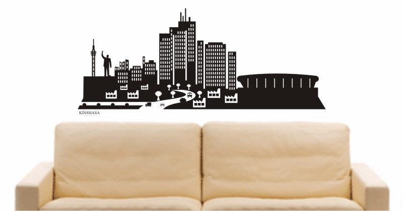 WANDTATTOO e557 Skyline Stadt - Kinshasa (Demokratische Republik Kongo) Design 2