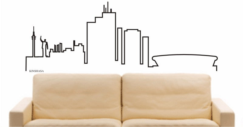 WANDTATTOO e557 Skyline Stadt - Kinshasa (Demokratische Republik Kongo) Design 4