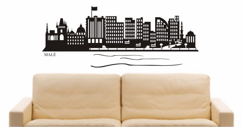 WANDTATTOO e570 Skyline Stadt - Malé (Malediven) Design 2