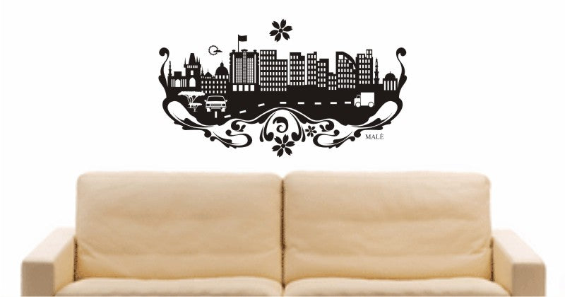 WANDTATTOO e570 Skyline Stadt - Malé (Malediven) Design 3