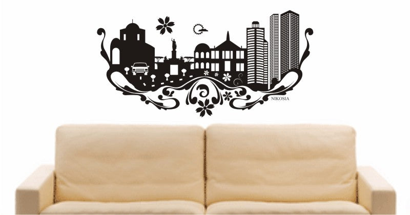 WANDTATTOO e586 Skyline Stadt - Nikosia (Republik Zypern) Design 3