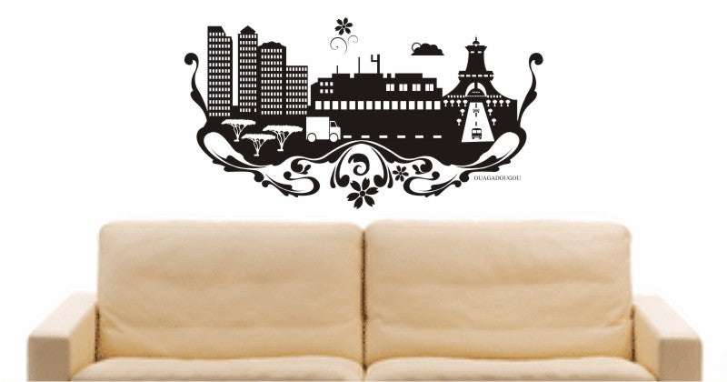 WANDTATTOO e591 Skyline Stadt - Ouagadougou (Burkina Fasos) Design 3