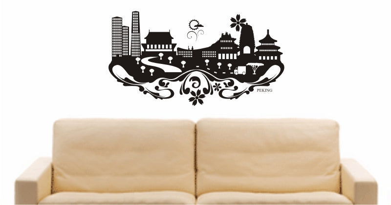 WANDTATTOO e595 Skyline Stadt - Peking ( China) Design 3