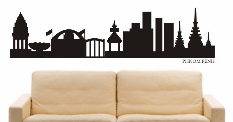 WANDTATTOO e596 Skyline Stadt - Phnom Penh ( Kambodscha) Design 1