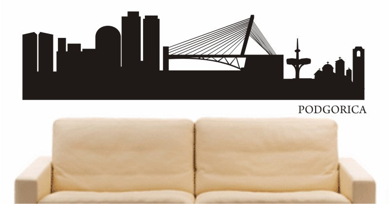 WANDTATTOO e597 Skyline Stadt - Podgorica ( Montenegro) Design 1