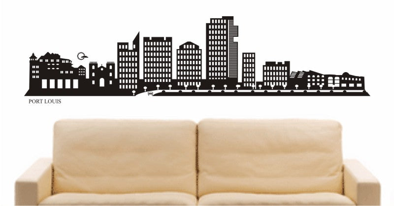 WANDTATTOO e598 Skyline Stadt - Port Louis (Afrika) Design 2