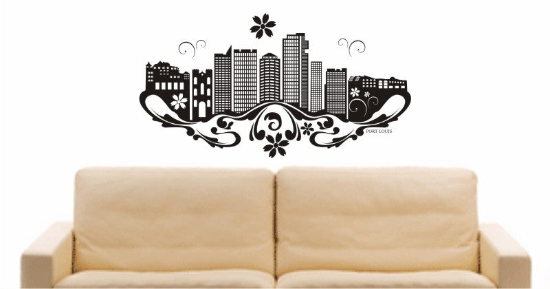 WANDTATTOO e598 Skyline Stadt - Port Louis (Afrika) Design 3
