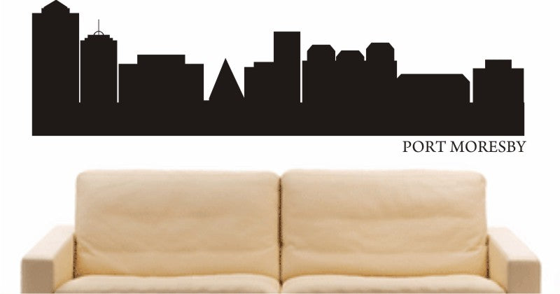 WANDTATTOO e599 Skyline Stadt - Port Moresby (Papua-Neuguinea) Design 1