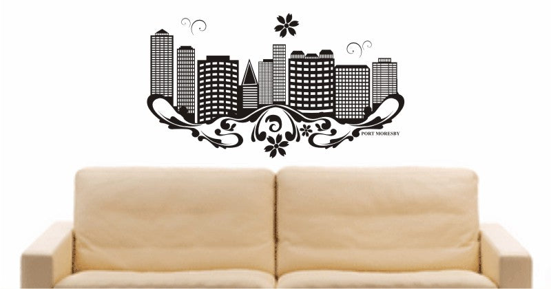 WANDTATTOO e599 Skyline Stadt - Port Moresby (Papua-Neuguinea) Design 3