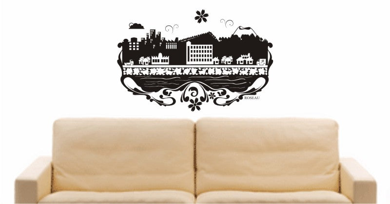 WANDTATTOO e612 Skyline Stadt - Roseau (Dominica)Design 3