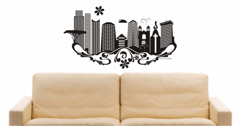 WANDTATTOO e616 Skyline Stadt - San Salvador (El Salvador) Design 3