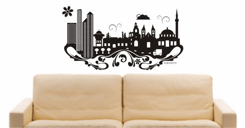 WANDTATTOO e621 Skyline Stadt - Sarajevo (Bosnien und Herzegowina) Design 3