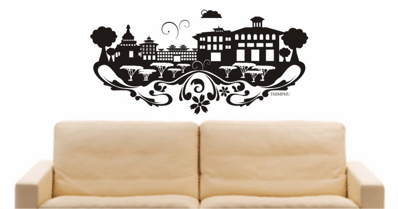 WANDTATTOO e635 Skyline Stadt - Thimphu (Bhutan) Design 3