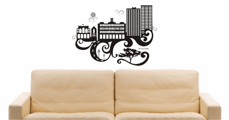 WANDTATTOO e656 Skyline Stadt - Dushanbe (Tadschikistan) Design 3