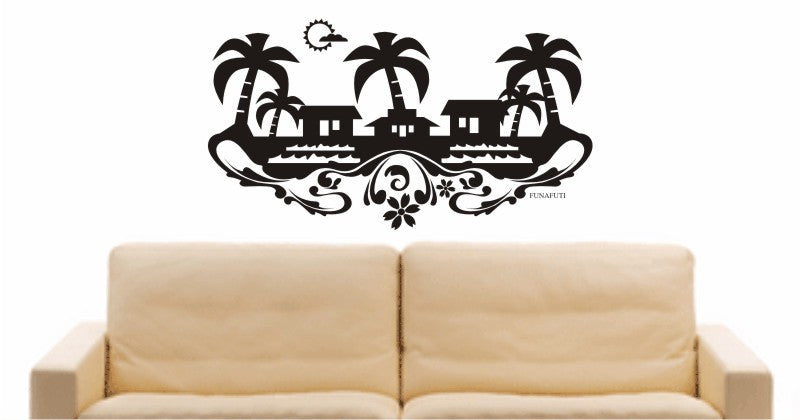 WANDTATTOO e659 Skyline Stadt - Funafuti (Inselstaats Tuvalu) Design 3