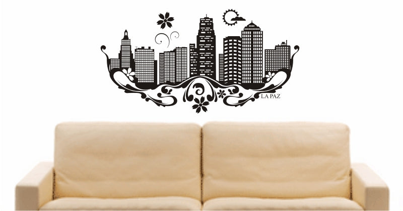 WANDTATTOO e673 Skyline Stadt - la paz (Boliviens) Design 3