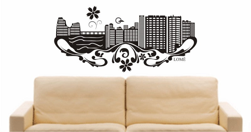 WANDTATTOO e675 Skyline Stadt - Lomé (Togo) Design 3