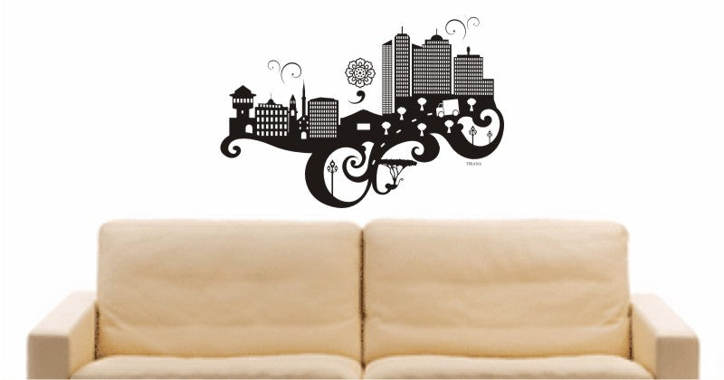 WANDTATTOO e694 Skyline Stadt - Tirana (Albanien) Design 3