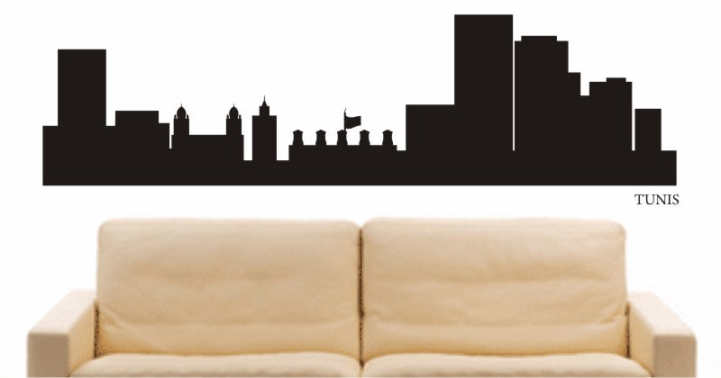 WANDTATTOO e697 Skyline Stadt - Tunis (Elfenbeinküste) Design 1