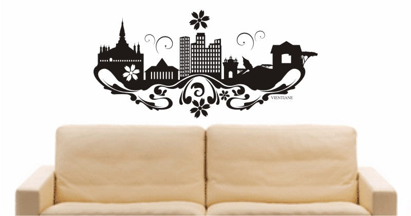 WANDTATTOO e702 Skyline Stadt - Vientiane ( Laos) Design 3