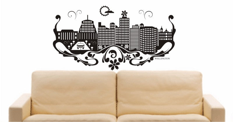 WANDTATTOO e706 Skyline Stadt - Wellington (Neuseeland) Design 3
