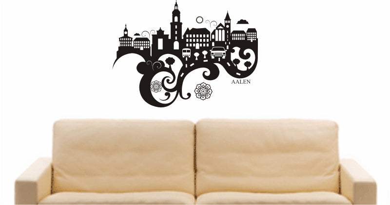 WANDTATTOO e713 Skyline Stadt - Aalen (Deutschland) Design 3