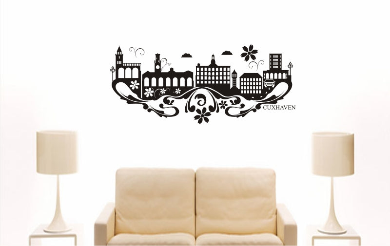 WANDTATTOO e742 Skyline Stadt - Cuxhaven (Deutschland) Design 3