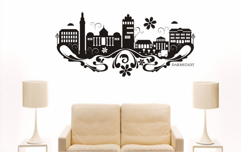 WANDTATTOO e743 Skyline Stadt - Darmstadt (Deutschland) Design 3