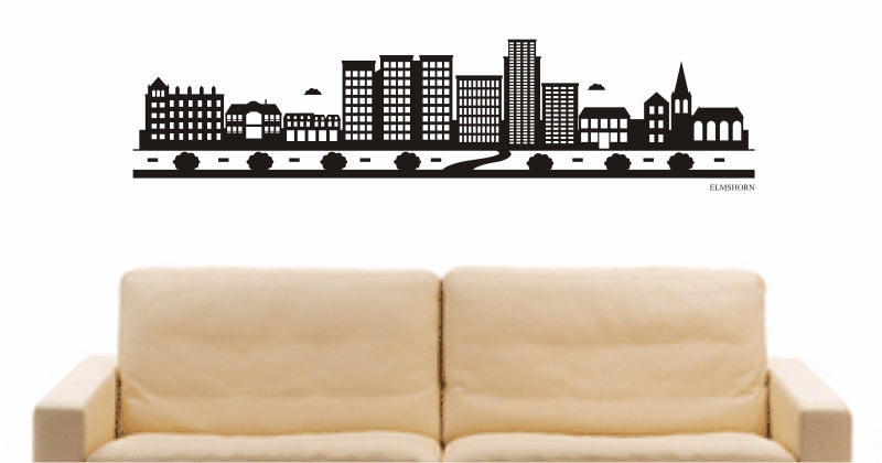 WANDTATTOO e755 Skyline Stadt - Elmshorn (Deutschland) Design 2