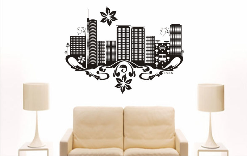WANDTATTOO e761 Skyline Stadt - Essen (Deutschland) Design 3