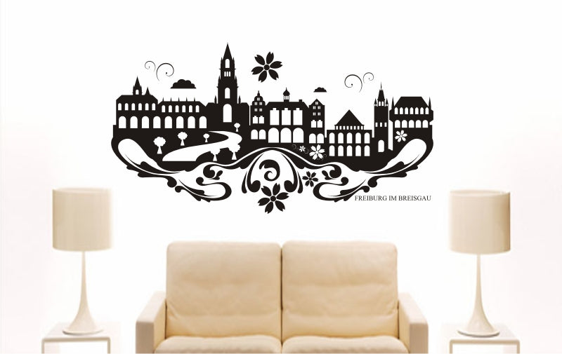 WANDTATTOO e768 Skyline Stadt - Freiburg im Breisgau (Deutschland) Design 3